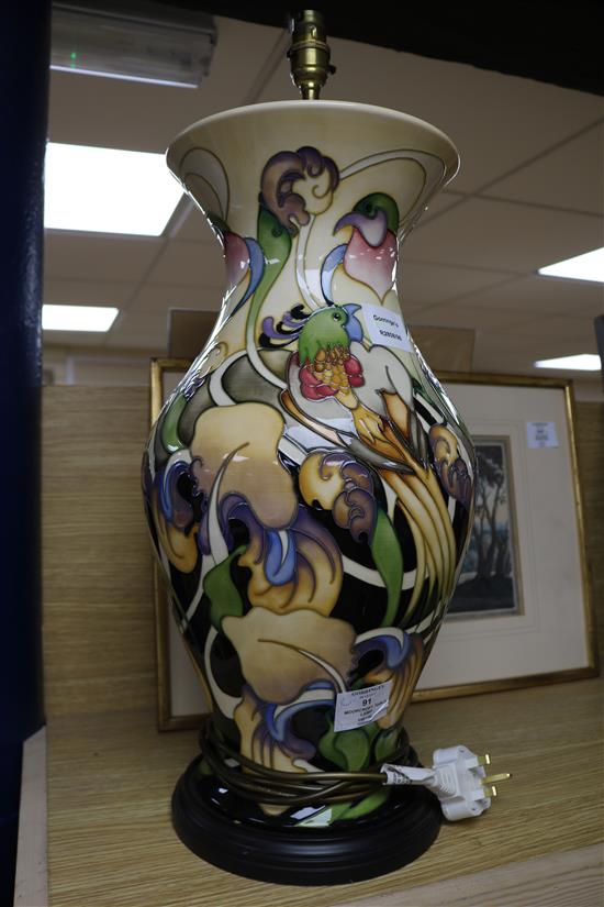 A large Moorcroft table lamp